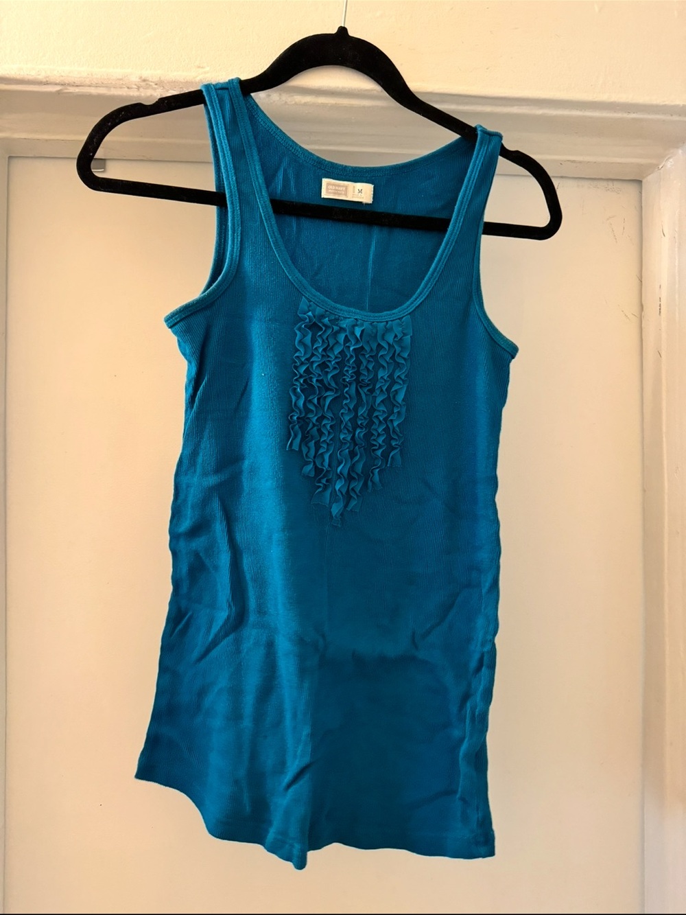 Old Navy Teal Ruffle Front Tank Top size medium